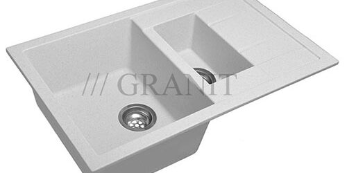 Гранітна мийка біла 77×50 см Гранитная мойка белая 77x50