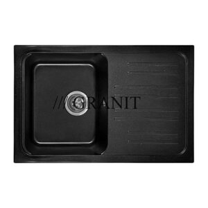 Гранитная раковина черная 74x46