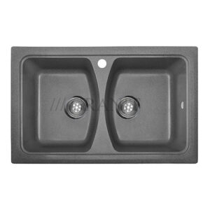 Гранитная раковина черная 79x50