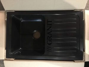 Мийка чорна 74x46 см Кухонная мойка гранитная черная 740x460