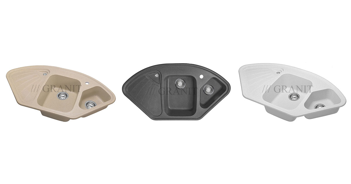Гранитные угловые мойки для кухни