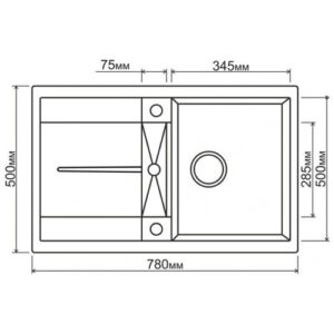Мойка кухонная гранитная 78x50x18 см бежевая врезная